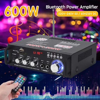 Kaufen 300W Verstärker Stereo Amplifier HIFI Digital Bluetooth FM USB Vollverstärker DE • 23.99€