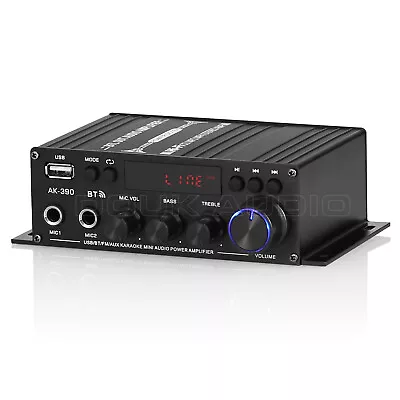 Kaufen AK390 2 Kanal Digital Bluetooth Leistungsverstärker Stereo Heim/Auto USB FM Amp • 26.99€
