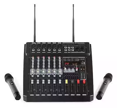 Kaufen DJ PA 6-Kanal Power Mixer Mischpult Verstärker Funk Mikrofon 760W Effekte USB • 298€