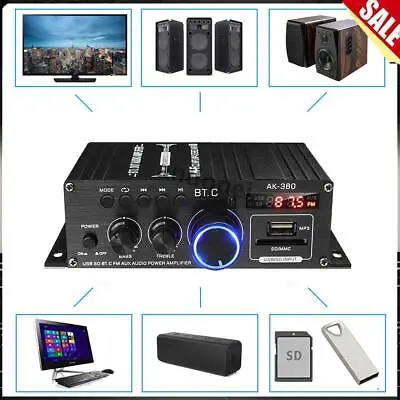 Kaufen 800W Bluetooth Mini Verstärker HiFi Power Audio Stereo Bass AMP USB MP3 FM Auto • 24.69€