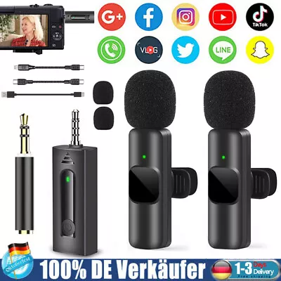 Kaufen Wireless Lavalier Microphone For Android IPhone Ipad Camera Vlog Live Stream Mic • 21.99€