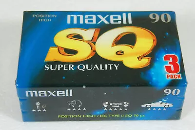 Kaufen 3x MAXELL SQ 90 Super Quality  MC Musik-Kassetten Neu OVP Versiegelt / NOS MC´s • 14.50€