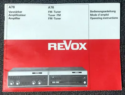 Kaufen Original Bedienungsanleitung Für REVOX A78 Und A76 • 29€