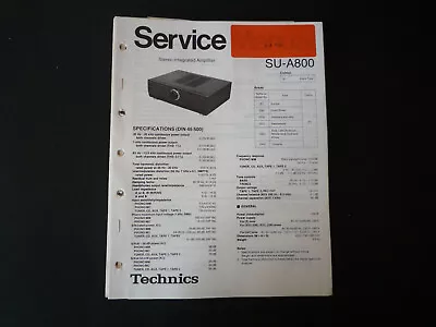 Kaufen Original Service Manual Schaltplan Technics SU-A800 • 12.50€